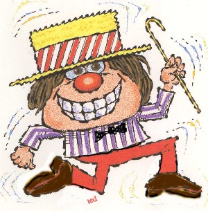 Cartoon of man in straw hat
