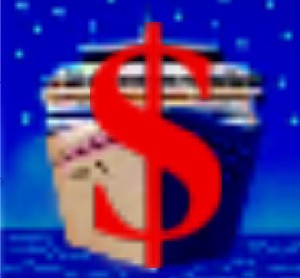 Cruise ship with dollar sign