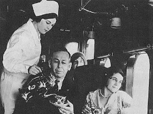 Photo of 1930s air passengers and nurse